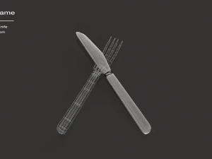 kitchen knife and fork - textured 3D Model