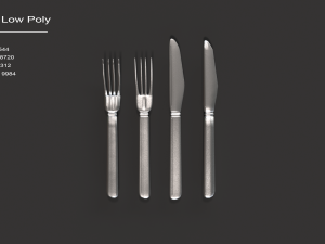 kitchen knife and fork - textured 3D 모델
