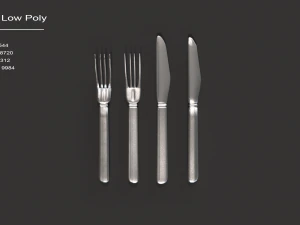 菜刀和叉子 - 纹理 3D 模型