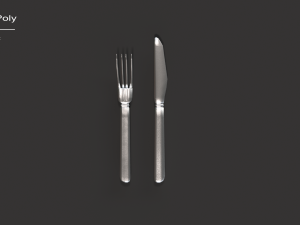 kitchen knife and fork - textured 3D 모델