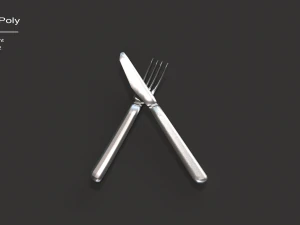 kitchen knife and fork - textured 3D Model