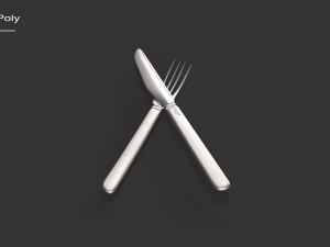 kitchen knife and fork - textured 3D 모델