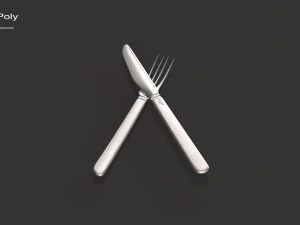 kitchen knife and fork - textured 3D Model