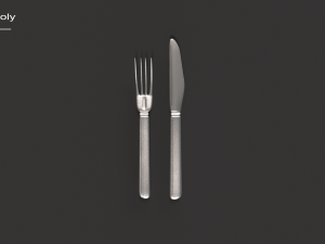 kitchen knife and fork - textured 3D 모델