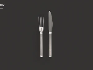kitchen knife and fork - textured 3D Model