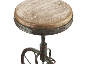 charles bicycle wheel adjustable bar stool 3D Model