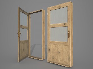 old wooden door pbr 3D Model