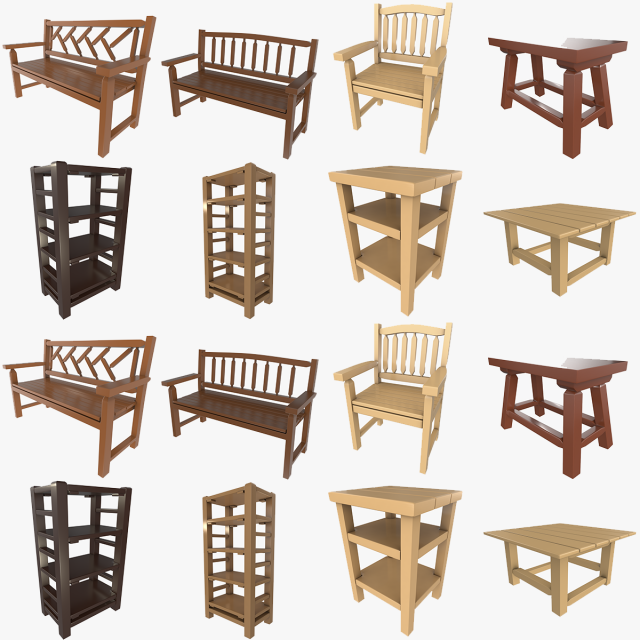 Furniture Models Collection 1 3D Model .c4d .max .obj .3ds .fbx .stl .blend 