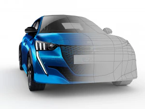 low poly peugeot 2020 e-208 3D Model
