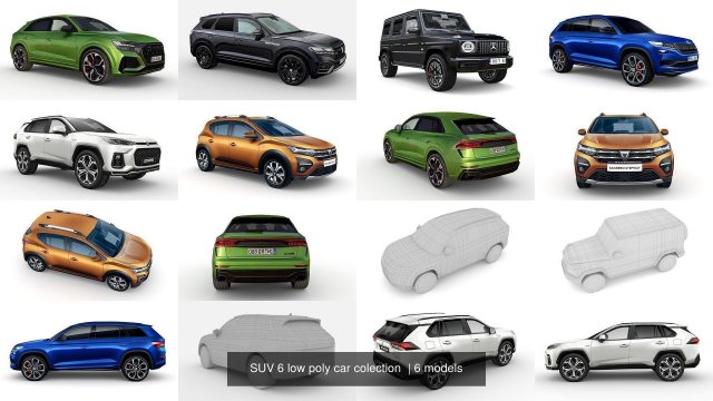 suv 6 low poly car collection 3D Model .c4d .max .obj .3ds .fbx .stl .blend 
