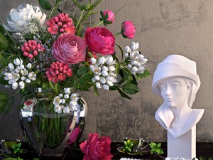 girl with flowers Modèle 3D