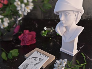 girl with flowers Modèle 3D