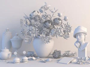 girl with flowers 3D Model