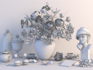 girl with flowers Modèle 3D