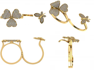 combined ring flower with butterfly 3D Model