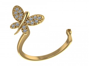 combined ring flower with butterfly Modelo 3D