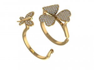combined ring flower with butterfly Modelo 3D