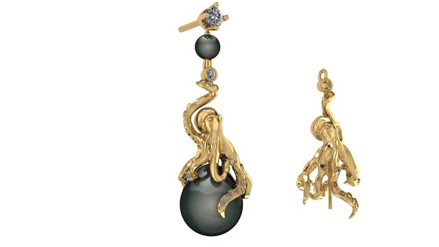 replica carreraycarrera earrings octopus 3D Model .c4d .max .obj .3ds .fbx .stl .blend 