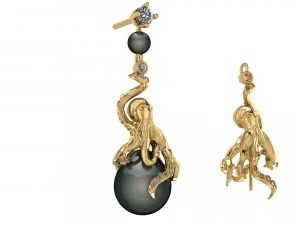 r&eacute;plique carreraycarrera boucles d'oreilles poulpe Modèle 3D