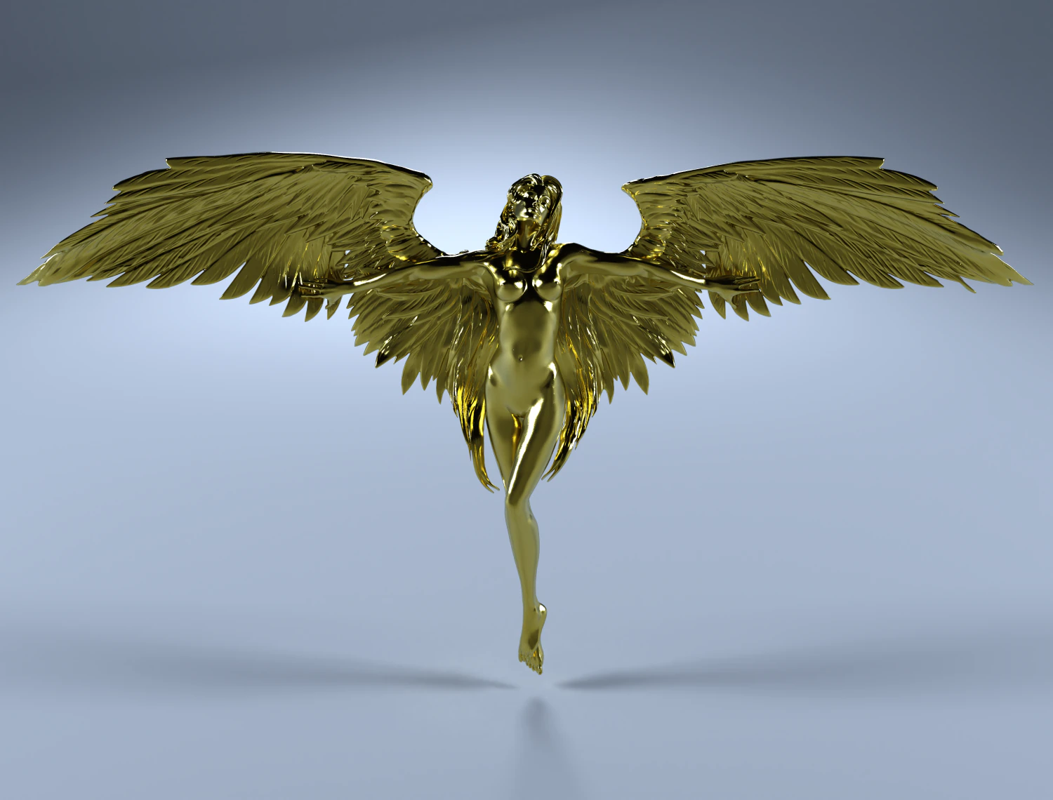 golden angel 3D Print Model .c4d .max .obj .3ds .fbx .stl .blend 