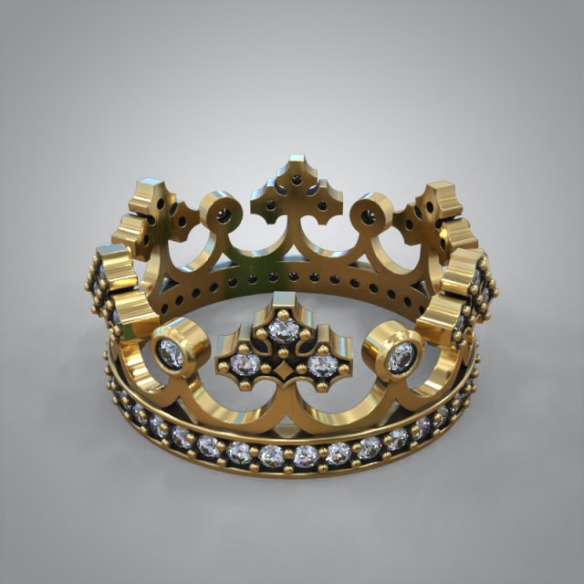 ring crown 3D-printmodel .c4d .max .obj .3ds .fbx .stl .blend 