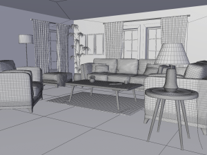 living room 3D 모델