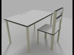desktop and chair kit for students 3D Model