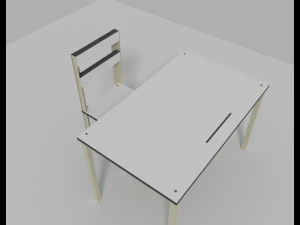 desktop and chair kit for students 3D Model