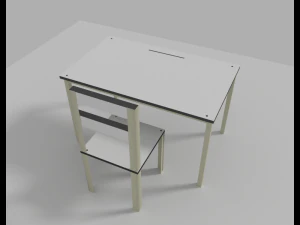 desktop and chair kit for students 3D Model