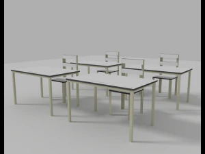 desktop and chair kit for students 3D Model