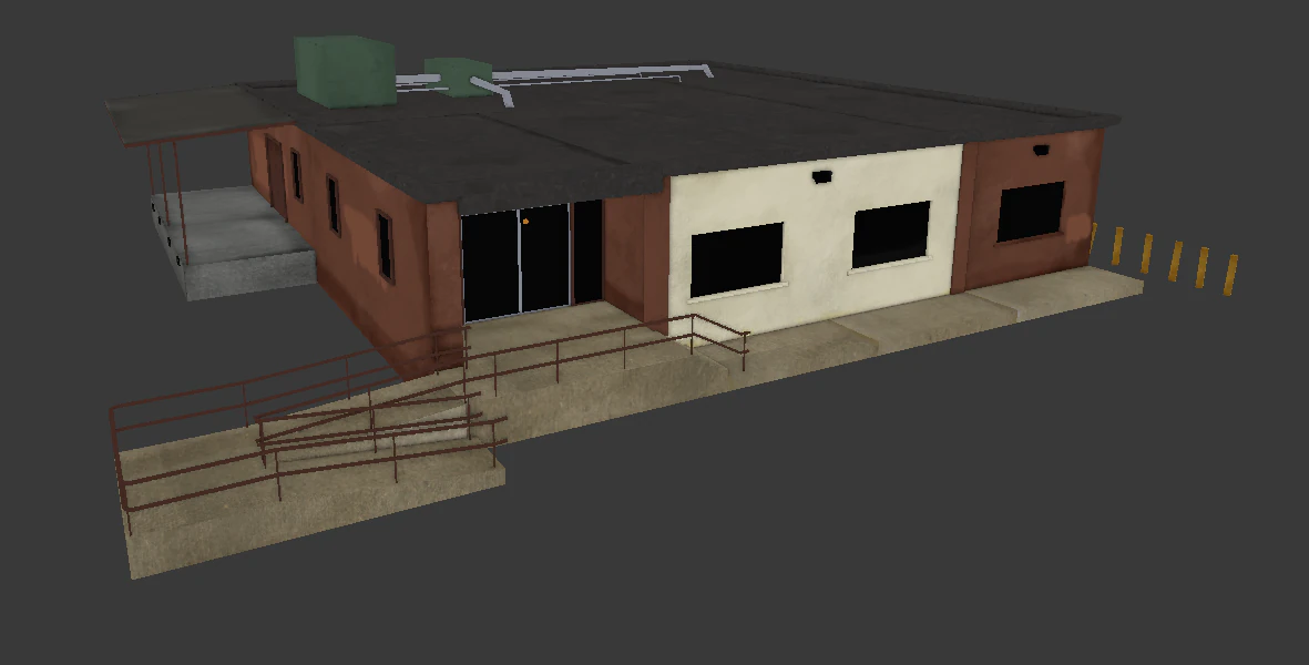 post office building 3D Model .c4d .max .obj .3ds .fbx .stl .blend