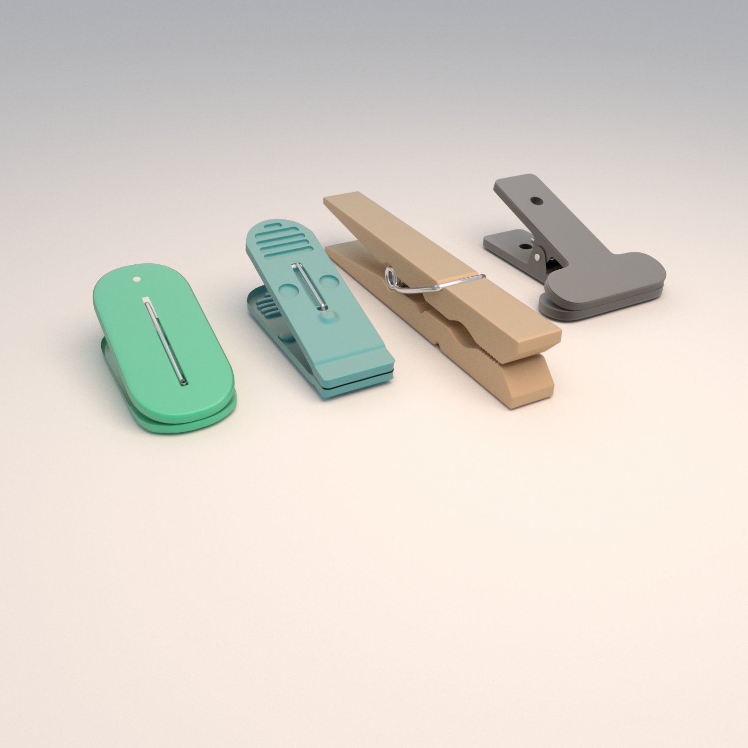 Clothespin 3 wooden clothes peg free 3D model
