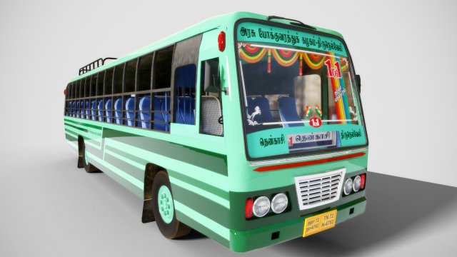 Indian tnstc bus model Model 3D .c4d .max .obj .3ds .fbx .stl .blend 
