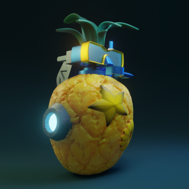 pineapple bomb 3D Model .c4d .max .obj .3ds .fbx .stl .blend 
