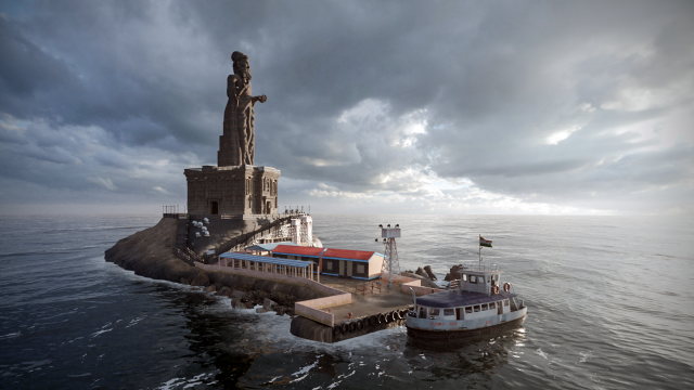 Thiruvalluvar statue 3D Model .c4d .max .obj .3ds .fbx .stl .blend 