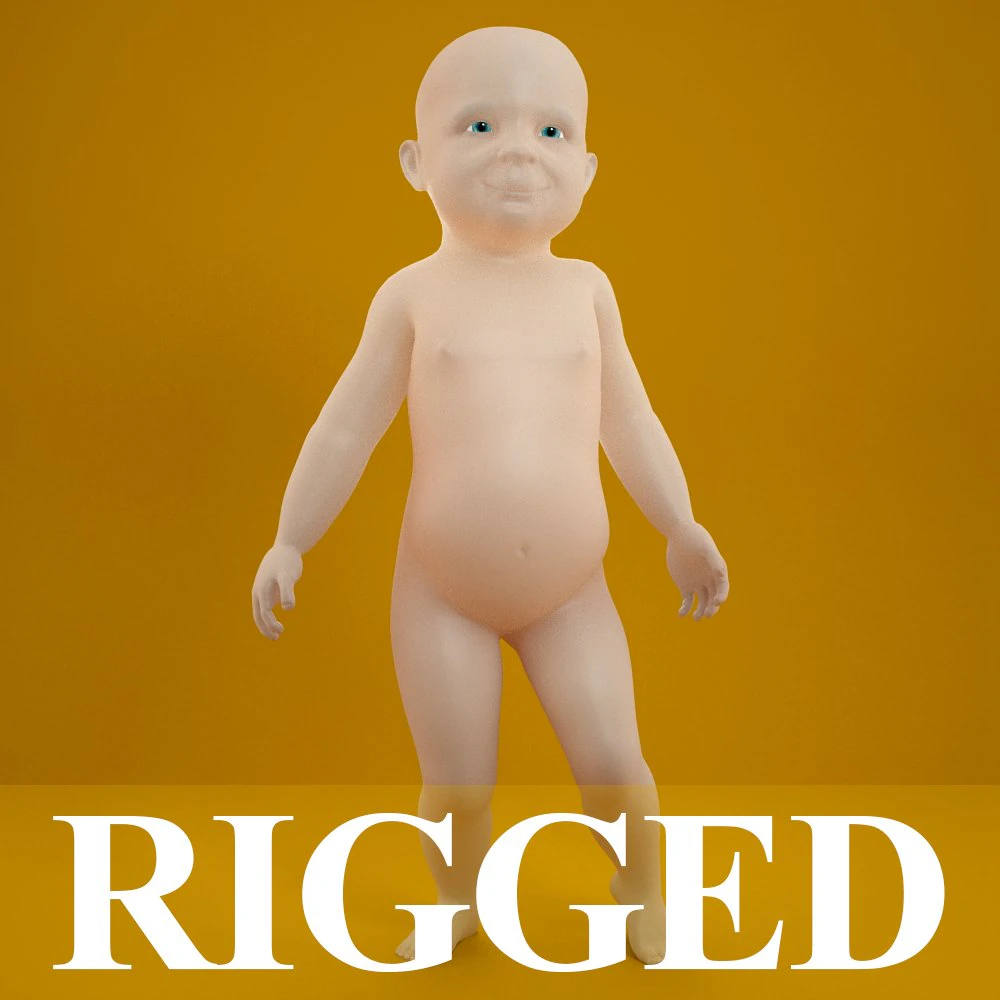 赤ちゃん 3Dモデル .c4d .max .obj .3ds .fbx .stl .blend 