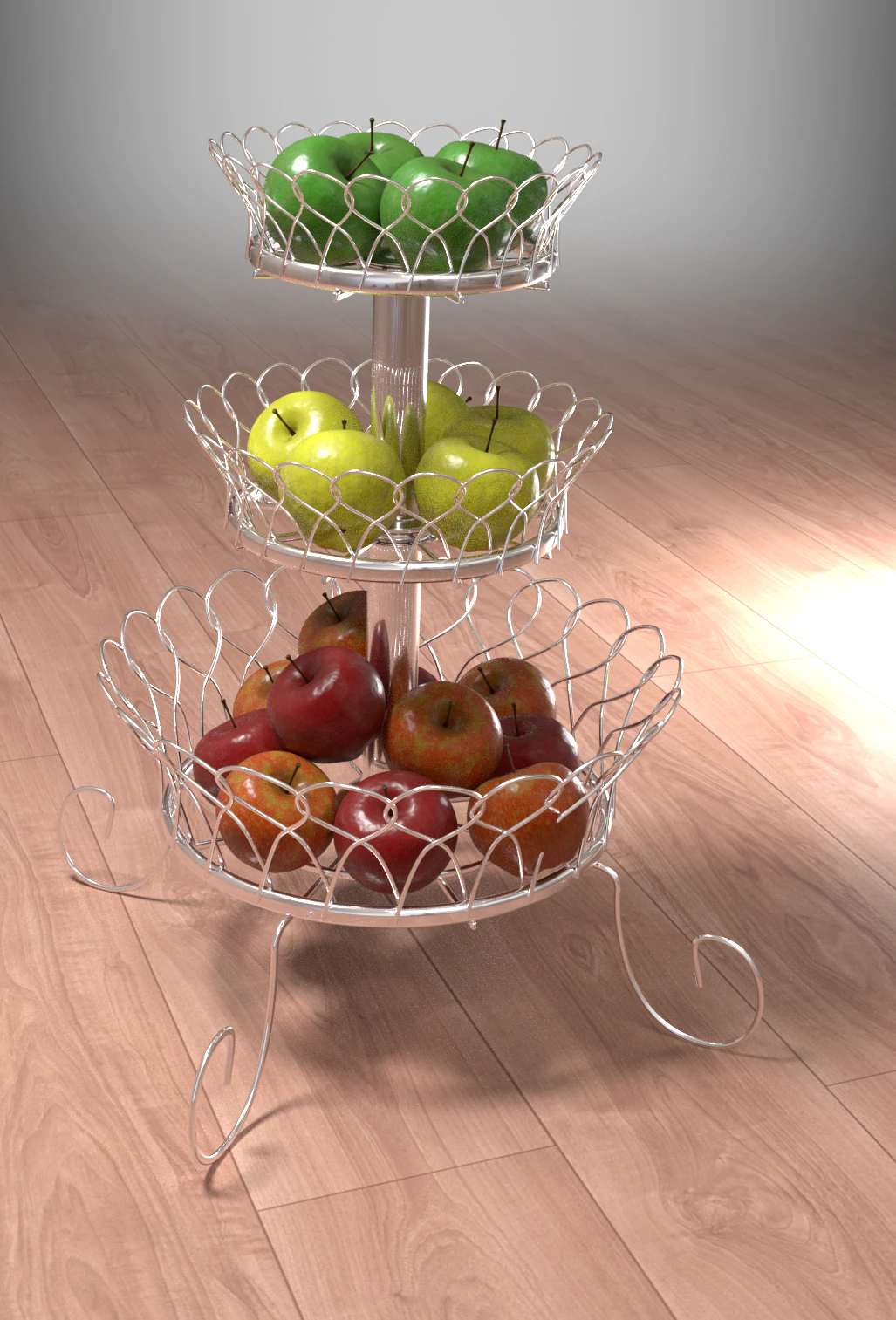 リンゴのフルーツスタンド 3Dモデル .c4d .max .obj .3ds .fbx .stl .blend 