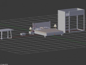 bedroom bed table baby bed dresser 3D मॉडल