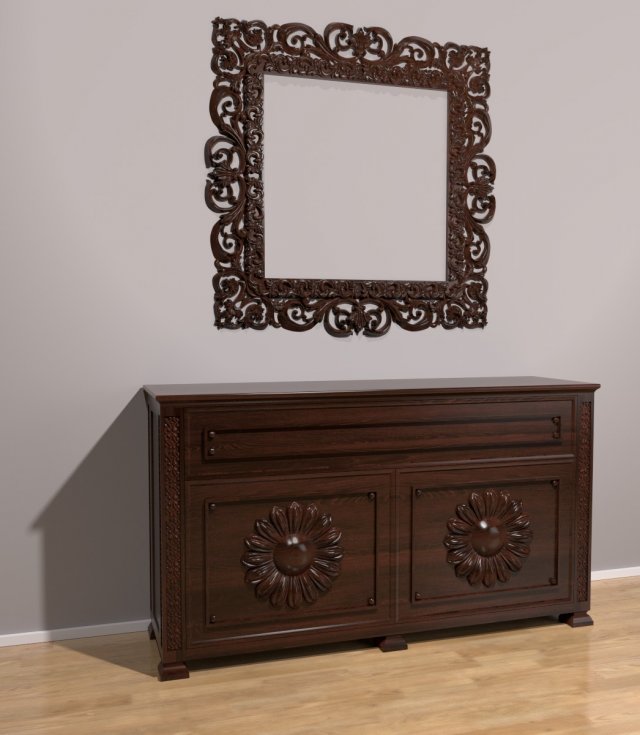 dresser with mirror 3D मॉडल .c4d .max .obj .3ds .fbx .stl .blend 