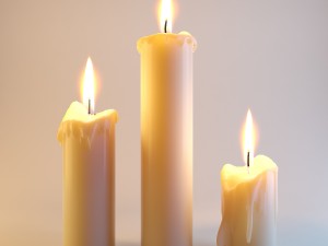 three melted candles Modèle 3D
