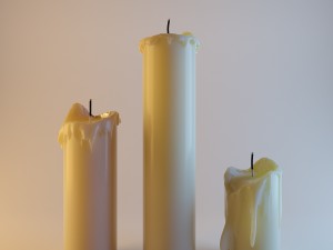 three melted candles 3D 模型