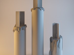 three melted candles 3D 模型