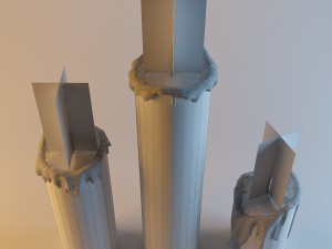 three melted candles 3D 模型
