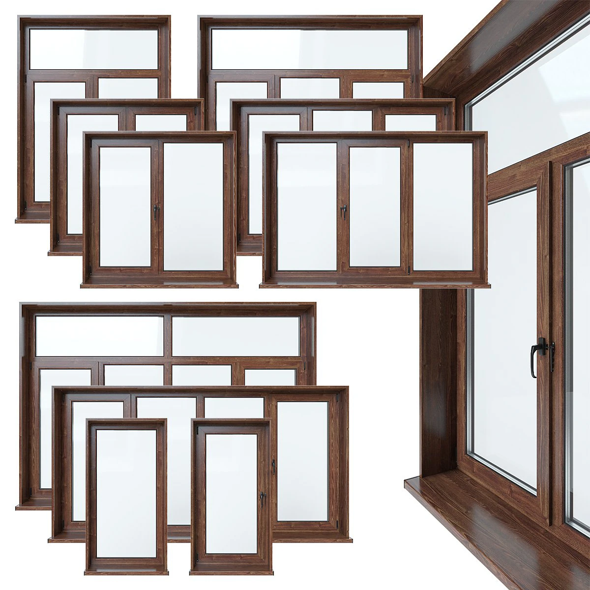 plastic windows collection 3D Model .c4d .max .obj .3ds .fbx .stl .blend 