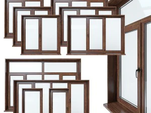 प्लास्टिक की खिड़कियों का संग्रह 3D मॉडल