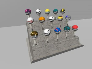 pokeballs set 3D Model