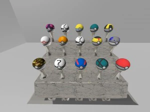 pokeballs set 3D Model