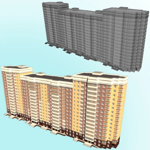 16th floor building 3D Model .c4d .max .obj .3ds .fbx .stl .blend 