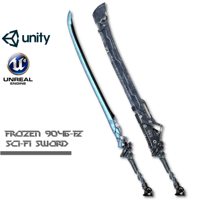 sci-fi frozen sword 3D 모델 .c4d .max .obj .3ds .fbx .stl .blend 