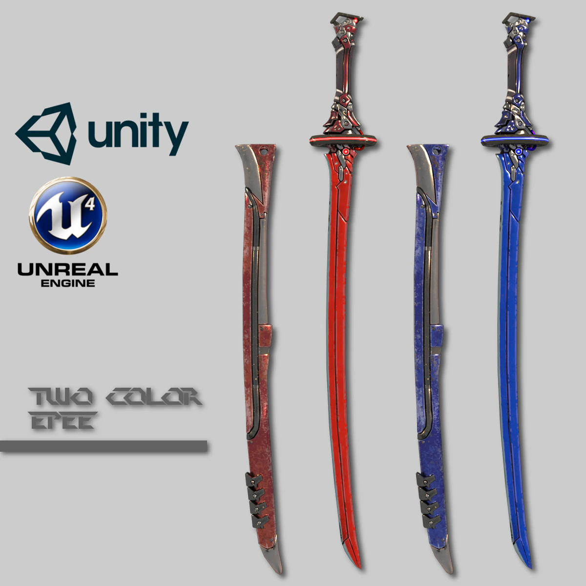 two colors epee 3D Model .c4d .max .obj .3ds .fbx .stl .blend 